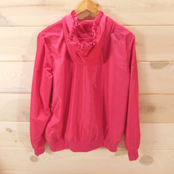 Lucy Hooded Light Jacket Women's Size XL Deep Pink Ruffled Trim Full Zip - Picture 2 of 10